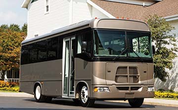 The S2 chassis — shown here as a finished coach — is a popular choice among church customers. (Photo courtesy of Freightliner Custom Chassis)