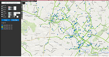 Using Routes to show neighborhoods and commonly used roads.