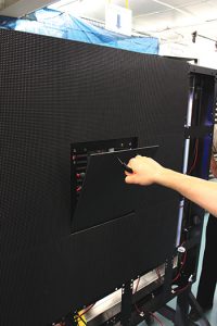 Combining front and rear access with service-friendly features — such as magnetic attachment of the modules — allows extremely tight pixel pitches to have the same front access that makes maintenance convenient for technicians. This easy access enables techs to quickly replace faulty components without powering down the display. 