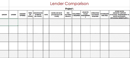 Download our Lender Comparison Worksheet 