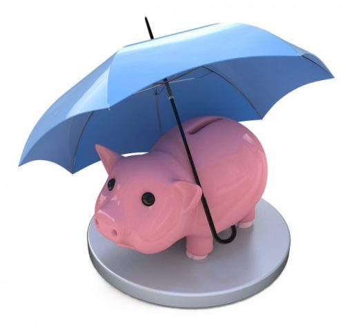piggy bank and Financial insurance concept in the design of the information related to finance and business