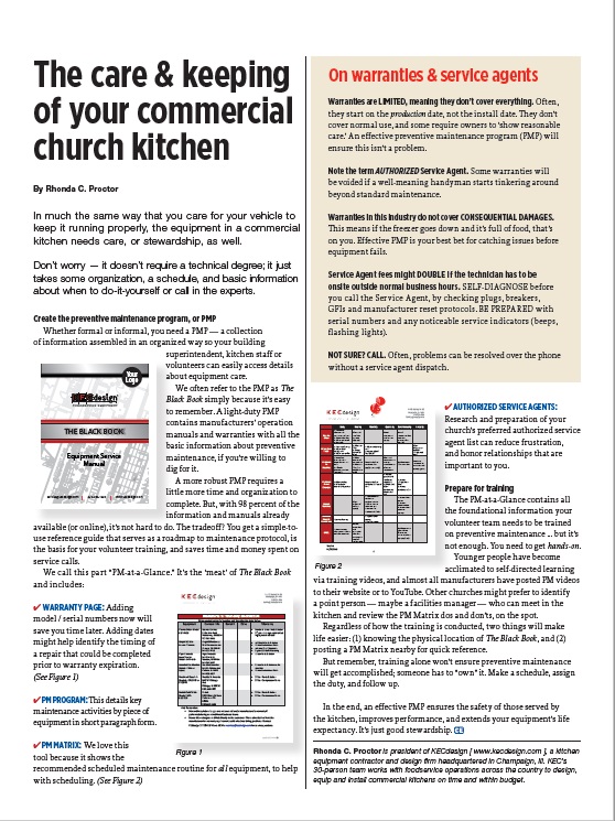 THE CARE &  KEEPING OF YOUR COMMERCIAL CHURCH KITCHEN