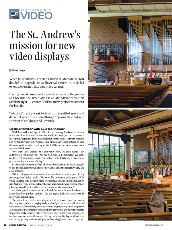 THE ST. ANDREW'S MISSION FOR NEW VIDEO DISPLAYS