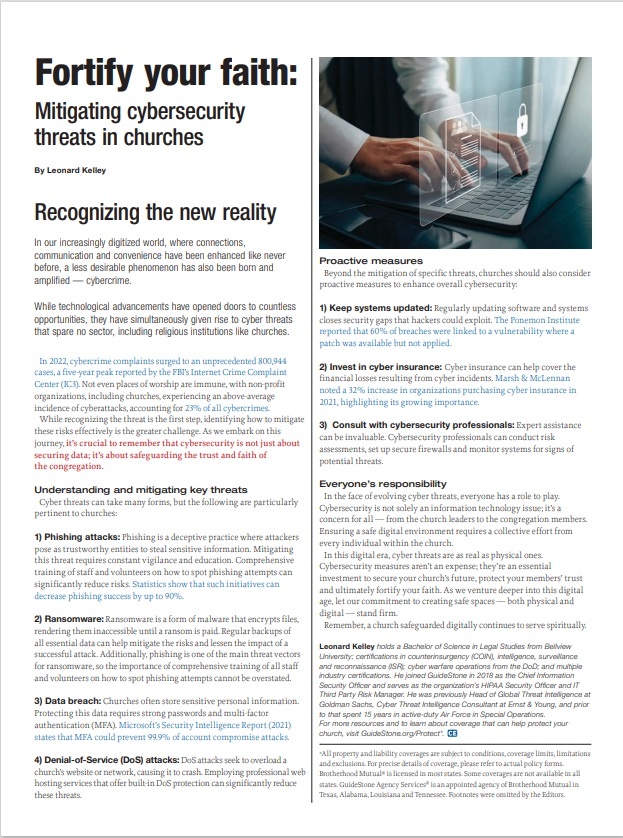 FORTIFY YOUR FAITH: Mitigating cybersecurity threats in churches
